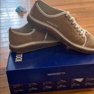 Lace up suede and wicker shoe